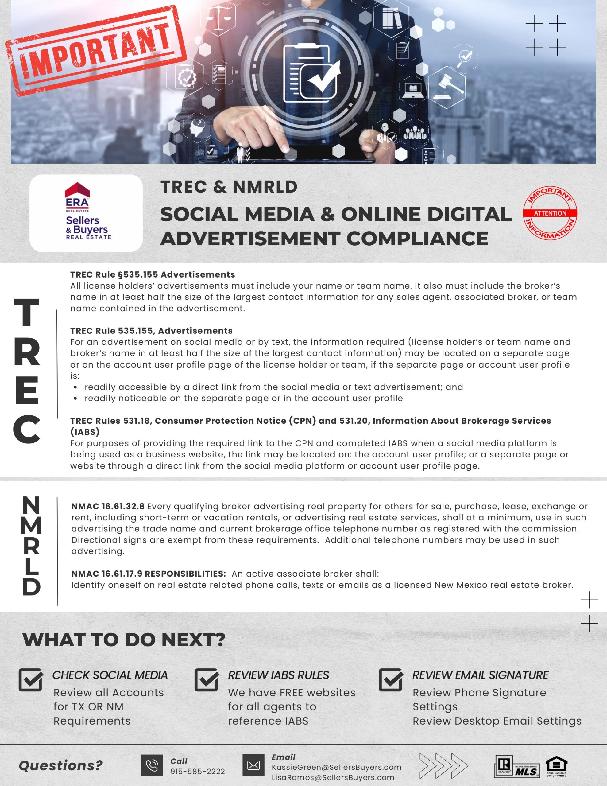 TREC and NMRLD Compliance rules for Social media and digital advertisement