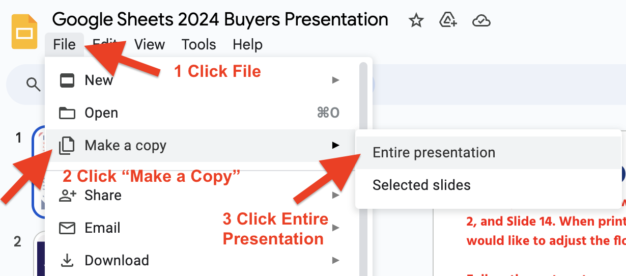 How to download the Google Slides Presentation Files PNG